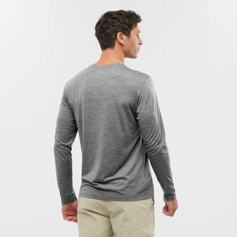 Grey Salomon Outlife Merino Blend Long Sleeve Men's T-Shirts | IE NT8714